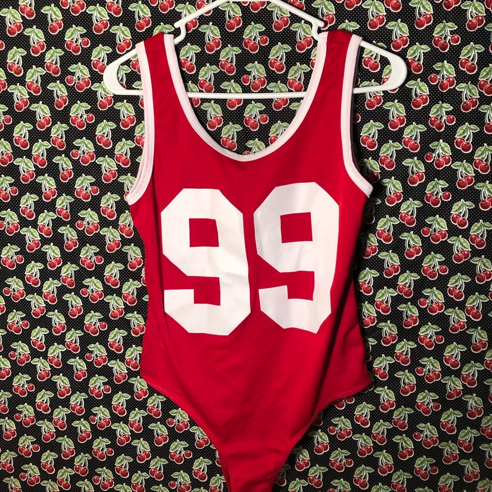 BRAND NEW ! Fashion Nova Red Jersey Bodysuit